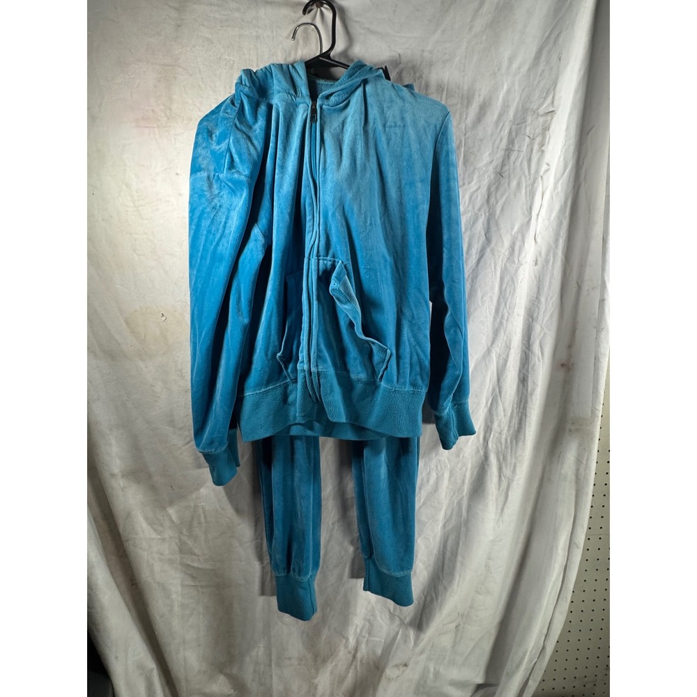 VRL Fantasy Turquoise Blue Velour Tracksuit Set Zip Hoodie Joggers XL Y2K Style